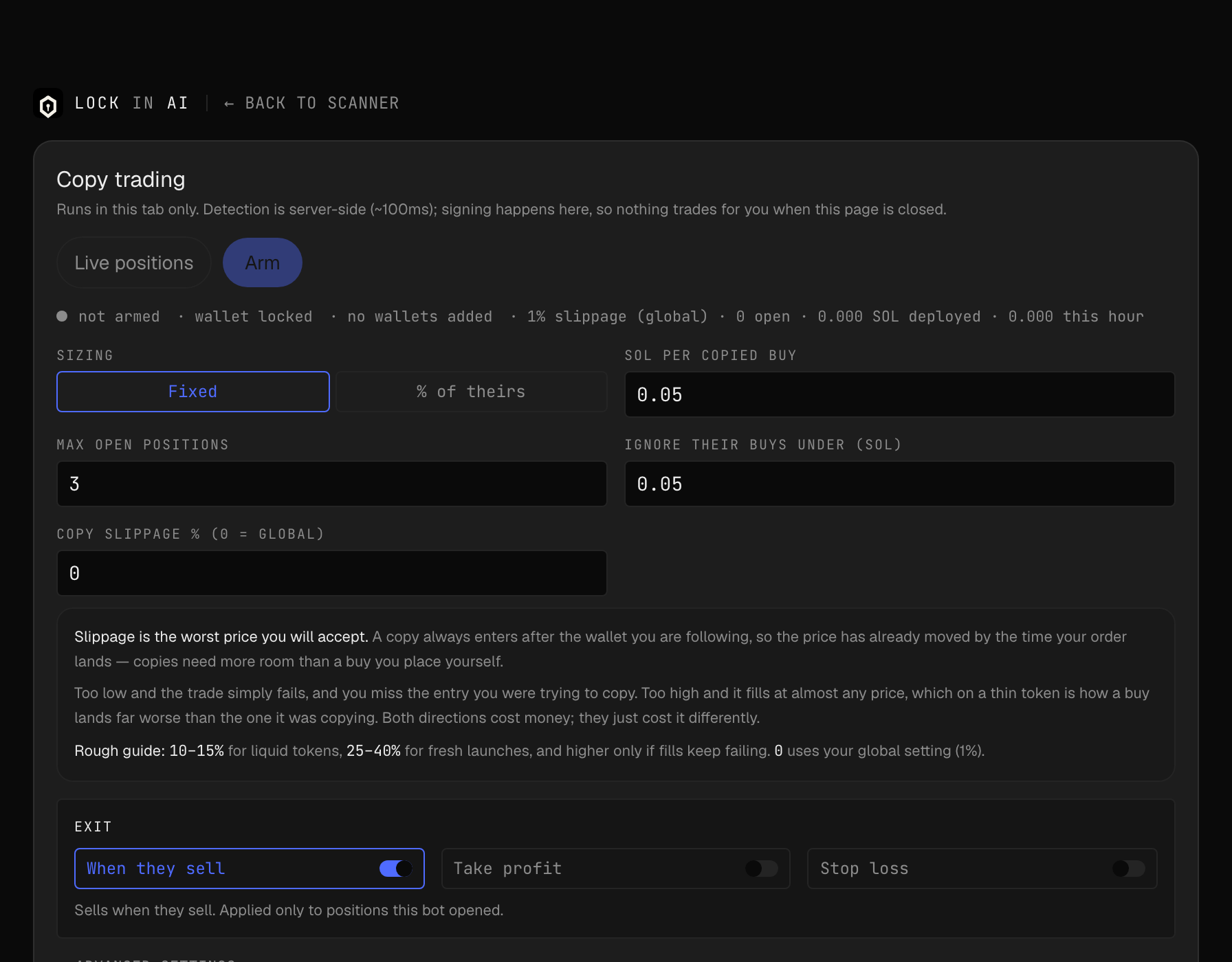 Copy trading — Follow a wallet, with your own limits